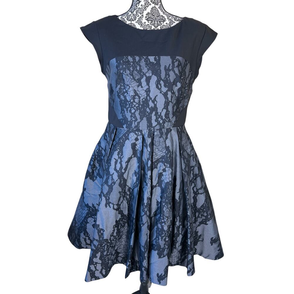 French Connection Milly Dress Sleeveless Lace Pleated Petticoat Pockets Size 10